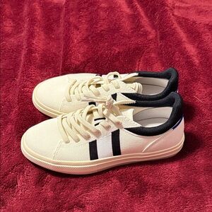 Cream and Black Canvas Sneakers